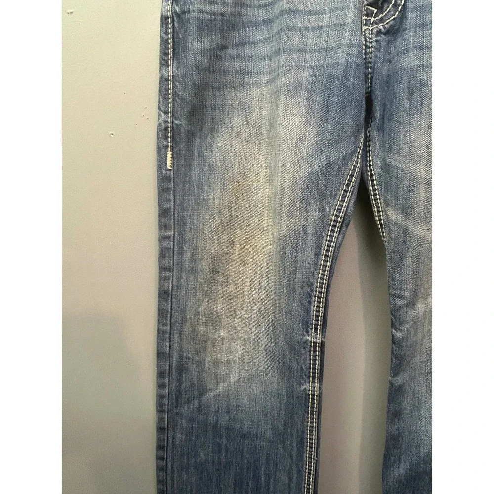 Men's Straight Jeans - Faded Blue Washed Denim